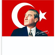 1001 Zc Bayrak 50X75CM Atatürk Imzalı Raşel Kumaş Sopalı Türk Bayrağı– Dayanıklı ve Kaliteli