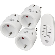 1001 Comfort-Line Mini 3+1 Kablosuz Priz Seti, 3'lü Uzaktan Kumanda Seti (Iç Mekan, El Vericisi ve Yük