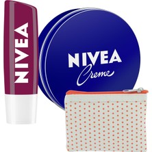 1001 Creme Nemlendirici 30ML ve Böğürtlen Dudak Bakım Kremi 4.8gr, Hafif Bordo Işıltı, Pürüzsüz