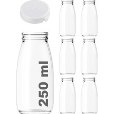 250 ml Şeffaf Sürahi Süt, Ayran, Su, Limonata, Meşrubat Şişesi 250 cc Yırtmalı Kapaklı Cam