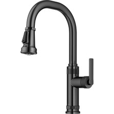 1001 Allyn Industrial Pull-Down Single Handle Kitchen Faucet In Spot-Free Black Stainless Steel, KPF-4102