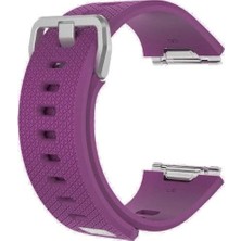 1001 Fitbit Ionic Uyumlu Silikon Kordon Kayış Mor - S