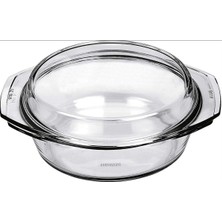 Kapaklı Yuvarlak Cam Güveç Kabı, 2.9l, Borosilikat | Fırın & Mikrodalga Uyumlu, Bulaşık Maki