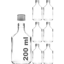 1001 200 ml Yassı Şeffaf Cold Brew Şişesi Kapaklı 200 cc Soğuk Kahve Cam Şişe 6 Adet (6, Gümüş