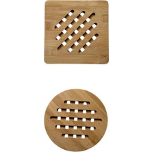 1001 Bambu Nihale, Yuvarlak ve Kare Çizgili, Tencere Tava Çaydanlık Için, 17 Cm, Doğal Ahşap, Neml