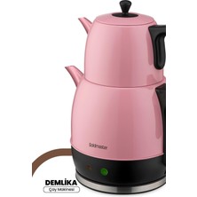 1001 Demlika Pembe Xl Geniş Hazneli Damlatmaz Paslanmaz Çelik Çay Makinesi ve Su Isıtıcısı, 2 Litr