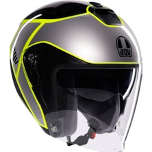 1001 Irides Motosiklet Kaskı Açık Kask Davao Black Grey Yellow Fluo Xl