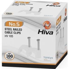 1001 Hiva Çelik Çivili Kroşe, Kablo Klipsi, Dayanıklı, Plastik, Beyaz, Pratik, Kablo Sabitleme Apara