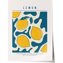 1001 Zestia Çerçevesiz Poster, Limon Deseni, Mutfak Dekoru, Retro Stil Poster No: 106618 21 x 30