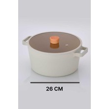 1001 Fika Alüminyum Döküm Derin Tencere, 26 Cm, Krem