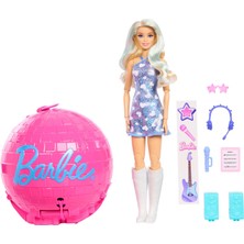 1001 Team Barbie Roll & Reveal Pop Yıldızı Bebek ve Aksesuarları, Sarışın Bebek, 8 Sürpriz ve Dis
