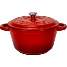 1001 Döküm Yuvarlak Tencere Döküm Demir Kapak New Heritage Serisi Çap 22CM. Kırmızı