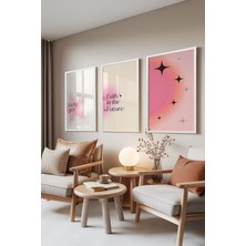 1001 Beyaz Çerçeveli 3’lü Tablo Seti Lucky Girl – Inanç & Işık Serisi Yatak Odası Set 30072,
