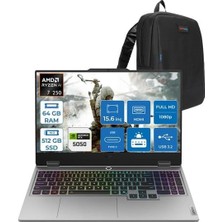 1001 Loq Amd Ryzen 7 250 64GB Ddr5 512GB SSD 8GB/RTX5050/100W 15.6" Fhd IPS 300NITS 100% Srgb 144Hz Freed