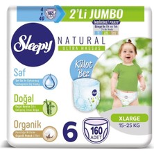 1001 Natural Külot Bez 6 Beden Xlarge 4x2'li Jumbo 160 Adet