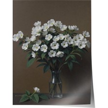1001 Çerçevesiz Poster Beyaz Çiçek Demeti – Pastel Botanik Yatak Odası Dekoru Poster 102686, 21 x