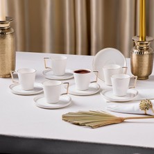 1001 Aryıldız Claire Gold 12 Parça 6 Kişilik Kahve Fincan Takımı 90 ml