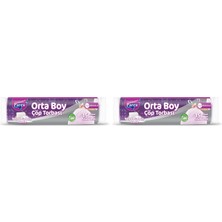 1001 Büzgülü Çöp Torbası Beyaz Sabun Kokulu Orta Boy 15'li (2 Paketi)