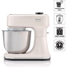 1001 AR1190 Gastroart Stand Mikser 1500W, 12 Hız Ayarı, Dahili Tartı ve Fermentasyon Özelliği, Krem