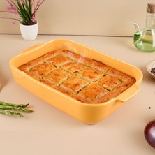 1001 Aryıldız Elissa Rölyefli Yuvarlak Fırın Kabı Sarı 36 cm
