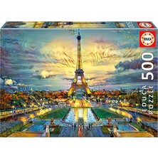 1001 Dream City Art - Eyfel Kulesi - 500 Parça Yapboz | Yapboz Tutkalı Dahil - Tamamlanmış Resim Öl�