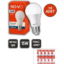Marsilyan 10 Adet 15W Beyaz LED Ampul 1200LM 6500K 15.000 Saat Ömür BX40