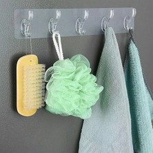 Marsilyan 5'li Güçlü Yapışkanlı Şeffaf Duvar Askısı Banyo Mutfak Düzenleyici Pratik Askılık B