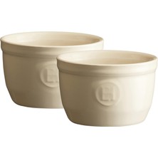 1001 Fransa'da Üretilmiştir 5 Oz (2'li Set), 3.5" x 2" Bireysel Ramekin Seti, Kil