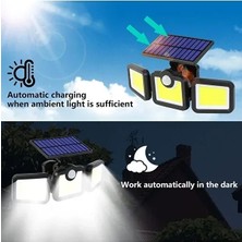 Marsilyan Üçlü Solar LED Projektör – Beyaz Işık – Sensörlü Dış Mekân Aydınlatma BX40