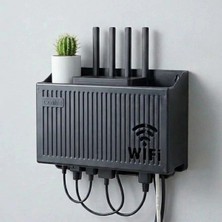 Marsilyan Duvar Tipi Wi-Fi Modem Saklama Kutusu(Siyah) – Kablo Düzenleyici Router Raf Organizer BX40
