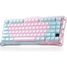 Kazan Hobi Gravastar Mercury K1 Lite %75 Oyun Klavyesi, Üç Modlu Kablosuz (2,4 Ghz/bluetooth/kablo), Mekanik Hot Swap Gasket Klavye, Önceden Yağlanmış Doğrusal Anahtar, Rgb Aydınlatma – Pembe A