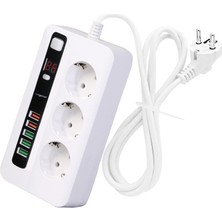 1001 H-03 Üçlü Priz 5 USB Portlu Akıım Korumalı Yangına Dayanıklı 3000 W On/off Düğmeli 2 Metr