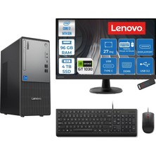 1001 Thinkcentre Neo 50T Gen 5 Intel® Core™ İ7-14700 96GB Ddr5 4tb SSD 4GB/GT1030 Freedos +27" Monit�
