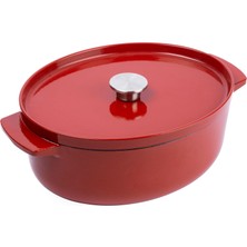 1001 Cast Iron 30 Cm/5,6 L Oval Kapaklı Tencere, Kaliteli, Sağlam ve Uzun Ömürlü, Kızartma, Kızart