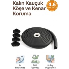 Miningaa 4.6 Metre 4 Adet Köşe Koruyucu Köşe Ve Kenar Koruma 3m Bant Esnek Yumuşak Darbe Engelleyici Siyah