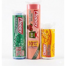 1001 Smartizi Ekonomik Çöp Poşeti Paketi (3'lü Karma Set) - Büyük Boy, Çilek Kokulu Büzgülü ve