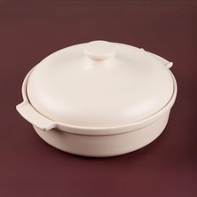 1001 Aryıldız Elissa Kapaklı Karnıyarık Fırın Kabı Mat Beyaz 29 cm