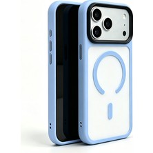 HTstore iPhone Uyumlu 18 Pro Max Kılıf Mat Arka Yüzey Wireless Şarj Özellikli Zore Flet M-Safe Kapak-Açık Mavi