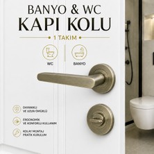 Badem10 Yeni Zara Çizme Antik Renk Wc Kapı Kolu Yuvarlak Rozetli Banyo Tuvalet Uyumlu Modern Kapı Kolu Takım