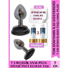 Aşkın Deposu Deromeya Health 11- Süper Kaydırıcı Jel+ Siyah Inci Elmas Taşlı Anal Plug 7 cm +Anal Set  Süper Set 50 ml Jel Avantajlı Paket