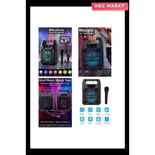 HBG Markt 6.5 Inç Bluetooth Mikrofonlu Hoparlör USB Şarjlı Aux Tf USB PS-1283