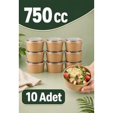 Alenked Kraft Karton Kapaklı Salata, Bowl, Makarna, Waffle Kasesi 750 cc 10 Adet