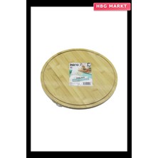 HBG Markt Yuvarlak Döner Tablalı Ahşap Bambu Sunum Tepsisi 29.7 cm Mini Sofra
