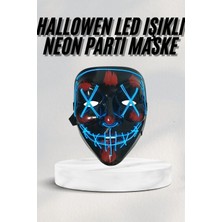 Hace Bazaar LED Işıklı Neon Maske Cadılar Bayramı Maskesi Korkunç Korku Maskesi