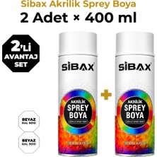 Sibax Akrilik Sprey Boya 2’li Beyaz Set – 400 ml x 2 Adet