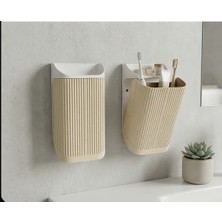 Duvara Monte Diş Fırçalık ve Banyo Organizeri - Nesne Ev - Krem