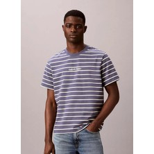 Calvin Klein Jeans Mavi Erkek Çizgili T-Shirt LV04RG236GXL7 Ss 16S Strıpe Easy L