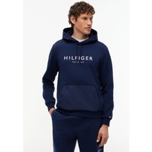 Tommy Hilfiger Lacivert Erkek Kapüşonlu Sweatshirt MW0MW43191DCC_SAIL Graphıc Intechn