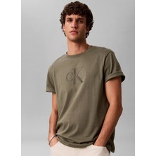 Calvin Klein Jeans Yeşil Erkek Baskılı T-Shirt LV04RB862GLDY Ss Hero Monologo Tee