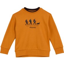 Discovery Expedition Turuncu Erkek Çocuk Bisiklet Yaka Baskılı Sweatshirt D6WB-SWT3037